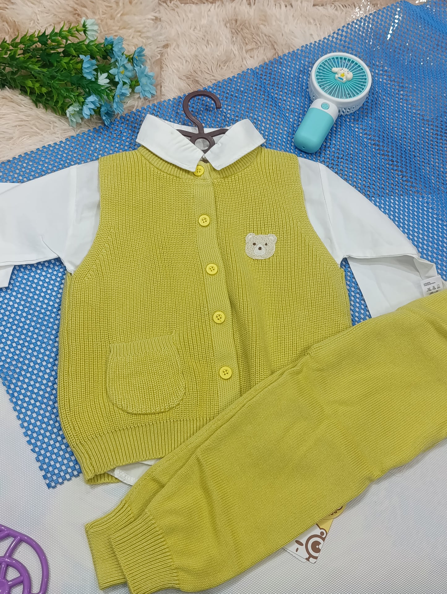 3-Piece Winter Outfit Set for Boys β Cotton Shirt, Wool Sweater & Wool Trouser