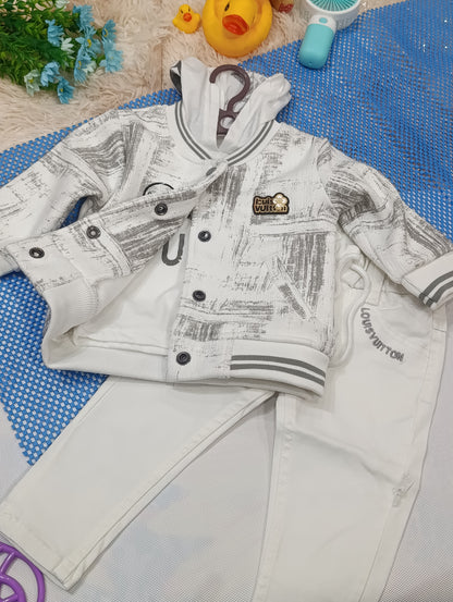 3-Piece Winter Outfit Set for Baby Boys – Hoodie, Jacket & Trouser