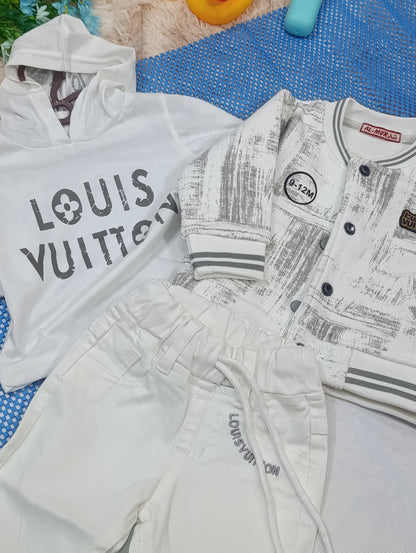 3-Piece Winter Outfit Set for Baby Boys – Hoodie, Jacket & Trouser